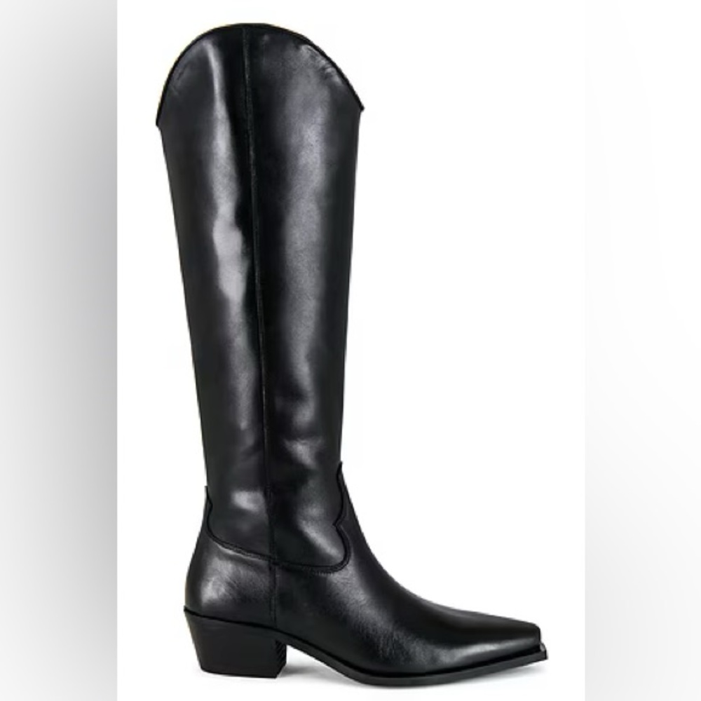 FENERS Ever-y Day Boot in Noir - Tall Black Leather Cowboy Boots size 38